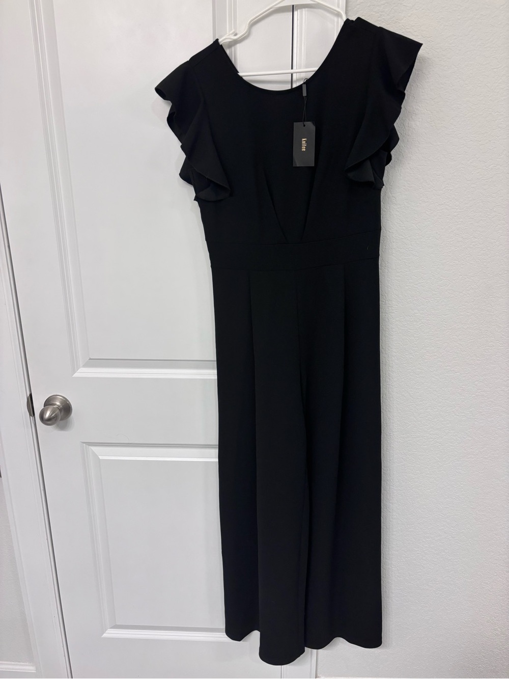Womens Black Ruffle Sleeve Jumpsuit